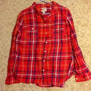 Red plaid button down